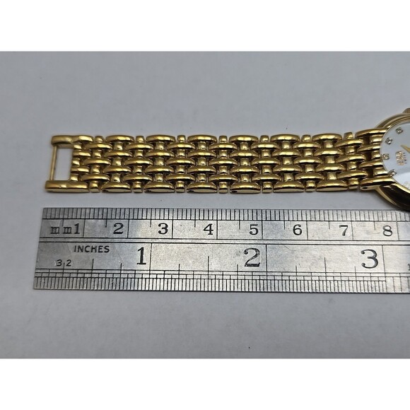 Womens ESQ by Movado Gold Plated Watch Mother of Pearl Dainty Dress New Battery